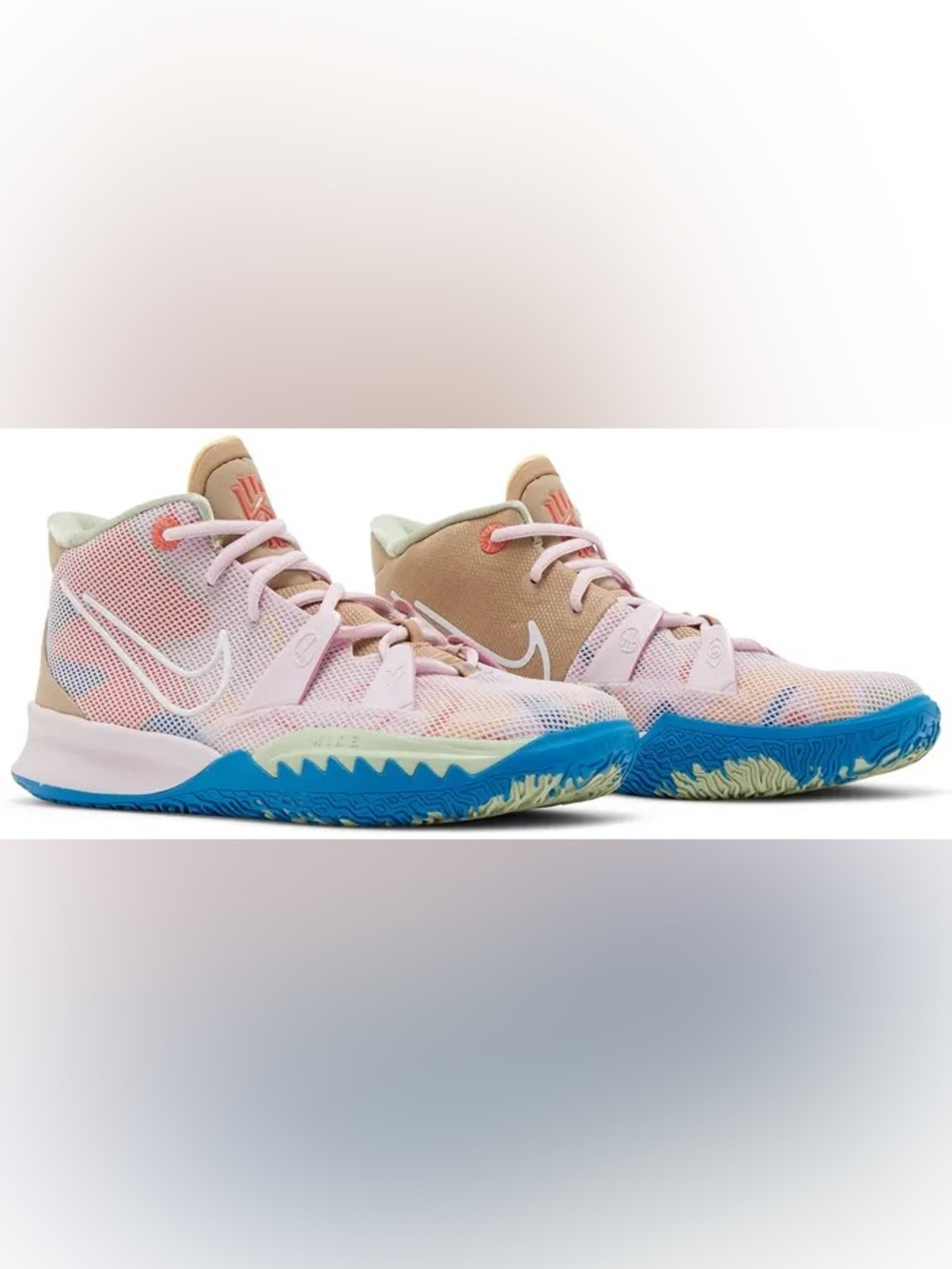 Nike Kyrie 7 1 World 1 People Basketball Shoes Pink Blue Tan Size 8